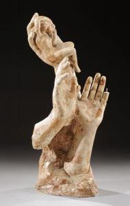 MORLAIX Emile 1909-1990,Figurant une femme trônant au dessus de trois main,1950,Aguttes 2012-04-13