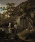 MORLAND George 1763-1804,A man and a woman outside a cottage with pigs and ,Christie's GB 2010-07-09