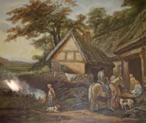 MORLAND George 1763-1804,figures outside thatched cottage,Mealy's IE 2016-12-06
