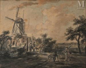 MORLAND George 1763-1804,Paysage animé au moulin,Millon & Associés FR 2024-03-21