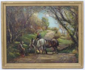 MORLEY Henry 1869-1937,Farm workers returning with heavy horses at the en,Dickins GB 2019-10-11