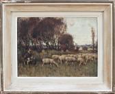 MORLEY Henry 1869-1937,Shepherd and Dog watching a Flock of Sheep,Tooveys Auction GB 2014-03-26