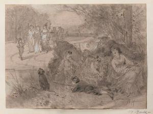 MORLON Antony Paul Emile 1845-1905,Jeux dans les jardins,Aguttes FR 2013-09-26
