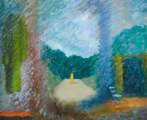 MORNER Stellan 1896-1979,Surrealistiskt landskap med kvinna i gult,Uppsala Auction SE 2023-05-10