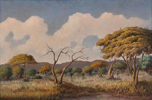 MOROKE LEKGETHO Simon 1929-1985,Landscape with Trees,1966,Strauss Co. ZA 2023-05-15