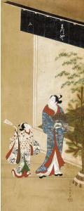 MOROMASA Furuyama 1671-1751,Courtesan and attendant playing shuttlecock,Christie's GB 2003-09-16