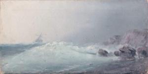 MOROSOFF Alexandre 1835-1904,mer agitée près d'une côte rocheuse,Aguttes FR 2007-03-30