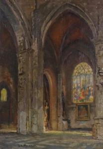 MORRELL George 1900-1900,Belgian church interior,Burstow and Hewett GB 2019-07-24