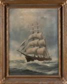MORRELL Imogene 1828-1908,A barque at sea,Eldred's US 2024-01-04