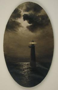 MORRELL Imogene 1828-1908,Grisaille lighthouse scene,19th/20th century,Eldred's US 2008-07-30