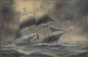 MORRELL Imogene 1828-1908,Steamship at Sea against a Stormy Evening Sky,Swann Galleries 2019-06-13