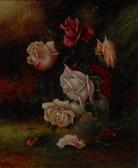 MORRIS E.G 1800,Still Life, Roses in an Opalescent Vase,Bamfords Auctioneers and Valuers 2016-04-13