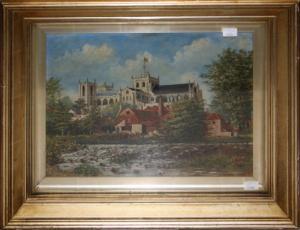MORRIS J 1800-1900,A view of Ripon Cathedral with the River Ure to th,Hansons GB 2022-03-05