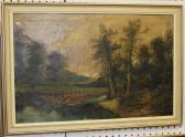 MORRIS J D,View of a Woodland Path and River,Tooveys Auction GB 2014-11-05