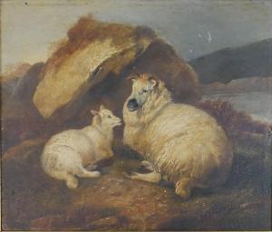 MORRIS James Charles 1851-1863,sheep with lamb by rocks,Criterion GB 2023-02-08