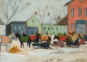 MORRIS Kathleen Moir 1893-1986,Market in Winter, Berthierville, Quebec,1924,Heffel CA 2019-11-20