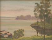 MORRIS Lincoln Godfrey 1887-1967,Lakeshore Landscape,Walker's CA 2010-07-14