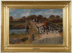 MORRIS Philip Richard 1836-1902,A Hunting Party Crossing a Bridge,Brunk Auctions US 2022-07-15