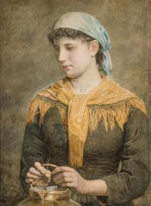 MORRIS William Bright 1844-1912,Woman with Golden Scarf,1881,Shannon's US 2020-11-19