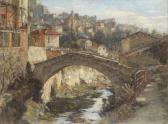 MORRISON Robert Edward 1852-1925,View of hillside town and bridge,Bonhams GB 2017-07-25