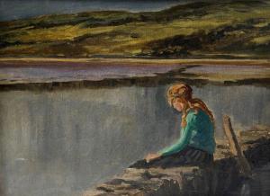 MORRITT MAJOR H.E 1900-1900,GIRL SITTING BY THE WATER SIDE,Addisons GB 2014-03-08