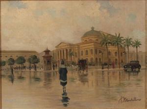 MORTILLARO SALVATORE,Veduta di piazza politeama a Palermo,Galleria Sarno IT 2017-05-24