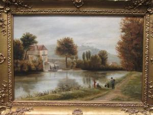 Mortimer A,River scene with picnickers on the bank,1892,Cheffins GB 2017-12-14