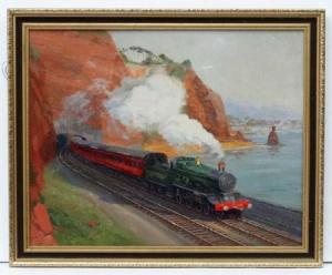MORTIMER G.R 1965,Steam train  4-6-2 with carriages by the seaside,1968,Dickins GB 2016-12-30