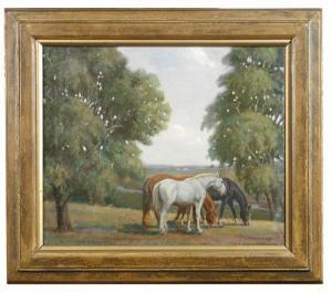 MORTIMER Geoffrey E 1895-1986,Horses grazing,Cheffins GB 2015-03-04