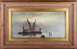 MORTIMER Thomas 1880-1920,Barges and Boats on a Calm Sea at Dusk,Tooveys Auction GB 2023-01-18