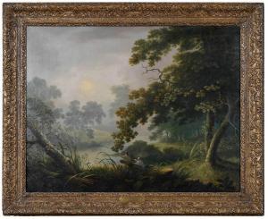 MORTON John Ludlow 1792-1871,Landscape, River and Fishing,1855,Brunk Auctions US 2022-07-15