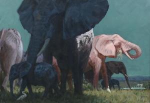 Morton Prout George 1913-2016,Elephant Herd,Burchard US 2022-07-16