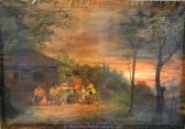 MORTON W.H,Colonial villages entertaining children at sunset,Wellers Auctioneers GB 2009-09-12