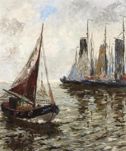 MOSBLECH Carl Wilhelm 1868-1934,Fischerboote auf dem Wasser,Wendl DE 2019-06-20