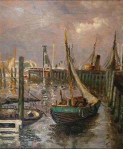 MOSBLECH Carl Wilhelm 1868-1934,HARBOUR SCENE and LAKE SCENE,Whyte's IE 2018-07-09