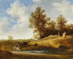 Moscher Jacob 1635-1655,Rivercsape with Rider at the Foot of a Forest,Van Ham DE 2017-11-17