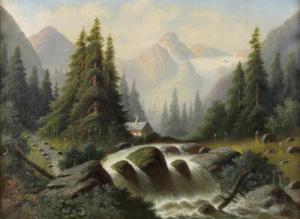 MOSER H.J,Gebirgslandschaft mit Wasserfall,DAWO Auktionen DE 2016-12-02
