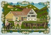 MOSER JOSEF ANTON,Alpabfahrt vor Appenzeller Bauernhaus,Galerie Widmer Auktionen 2015-10-30