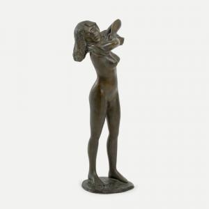 Moser Kurt 1926-1982,An Undressing Female Nude,1980,Stahl DE 2023-06-23