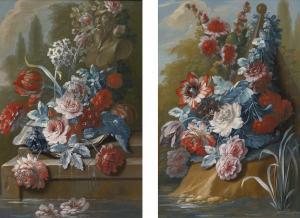 MOSER Mary 1744-1819,BOUQUETS OF FLOWERS ON A LEDGE ABOVE WATER,Sotheby's GB 2014-01-31