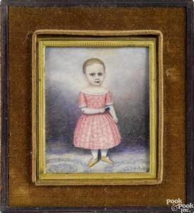 MOSES Russell,Portrait of Martha Elizabeth Clark in a pink dress,1847,Pook & Pook 2017-01-13