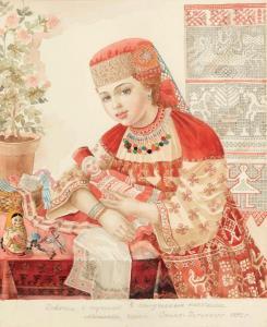 MOSHKOVA 1900,Jeune fille à la poupée,1992,AuctionArt - Rémy Le Fur & Associés FR 2017-12-06