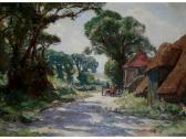 MOSS Sidney Dennant 1884-1946,POULTRY AND A FARM CART ON A SUMMER LANE,1936,Lawrences GB 2011-01-21