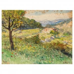 MOSSA Alexis,Paesaggio primaverile Nizza, la valle dei fiori,1918,Wannenes Art Auctions 2023-09-25
