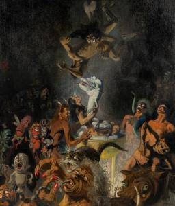 MOSSEL Julius 1872-1960,Festival in Hell, 3rd Part,1943,Hindman US 2022-12-14