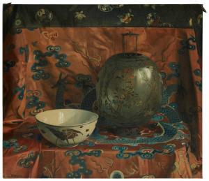 MOSSEL Julius,Still life with Chinese objects and textiles,John Moran Auctioneers 2023-11-14