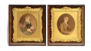 MOSSMAN David,Portrait pair of John Collingwood Bruce and his wi,1860,Anderson & Garland 2023-11-30