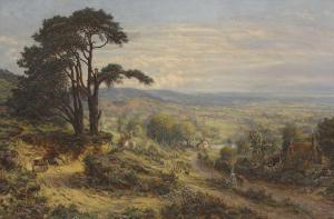MOTE George William,An extensive landscape with figures on a path in t,1879,Sworders 2023-04-04