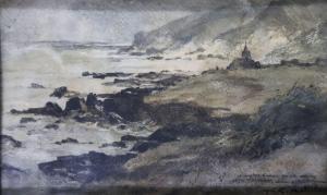 MOTELEY Georges 1865-1923,Église sur la falaise dans la Hague,1912,Bayeux Encheres FR 2023-12-10