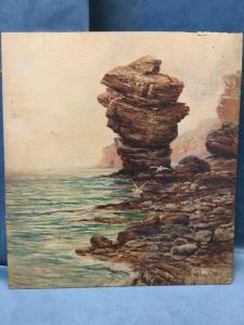 MOTLEY Wilton 1800-1900,coastal view with seagulls and rock stack,Jim Railton GB 2023-01-14